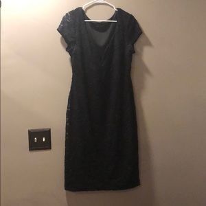Black dress with plunging neckline - Size 14